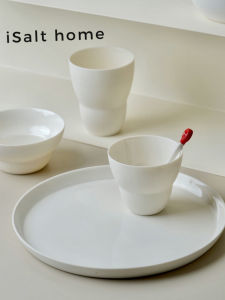 Nordic Minimalist New Bone China Steak Plate Serving Tray Premium Pure White Large Dinner Plate Pasta Dish Home Use round Plate