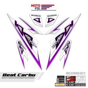 Stiker Striping Decal Body Motor Honda Beat Karbu New Motif Rare Simple Glitch Free Sticker Set
