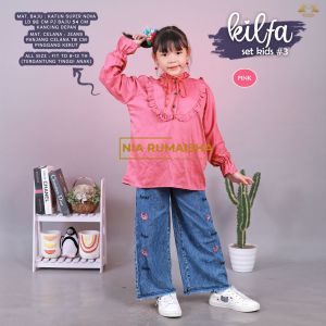 KILFA SET#3 KIDS - SETELAN ANAK ATASAN BLOUSE BY NIA RUMAISHA || MAT ATASAN KATUN SUPER NOVA || CELANA JEANS