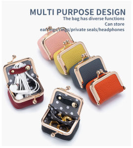 Fashion Womens solid colorImitation PU Leather jewelry Box Ring necklace earring storage Box Mini coin Wallet with kiss lo
