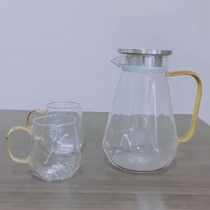 BORREY Teko Kaca Teh Pitcher Borosilicate Glass Tea Pot 1.8L dengan Gagang Tahan Panas