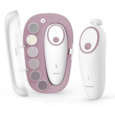 Momcozy Baby Nail File Electric Gentle Baby Nail Trimmer Electric Baby Nail Clipper with Night Light 7 Grinding Head Replacement Pads GreenPinkBlue