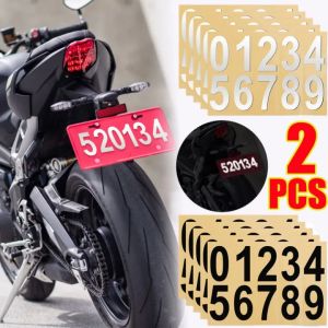 2Pcs Reflective Number Label Sticker Car License Plate Mailbox Waterproof Invisible Digital Decal Motorcycle Night Driving Safety Reflective Sticker
