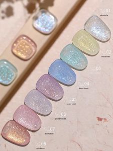 MN 1-12 ชิ้น 12 มล. ยาทาเล็บเจล Explosive Starlight Fine Flash 2025 สีขาวใหม่ ยาทาเล็บใสประกายกลิตเตอร์บดละเอียด