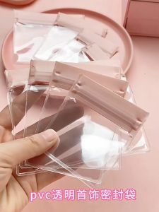 10pcs Tas Penyimpanan Perhiasan Kalung / Cincin / Anting Portable Bahan Pvc Tahan Air Debu Anti Oksidasi Satuan Merah Muda Ukuran 6x8cm / 7x10cm