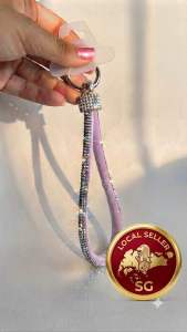 Charm -💎 Bling Sparkling Rhinestone Phone Charm Strap & Bag Keychain with Clear Phone Tab Velvet Anti-Scratch Multiuse Fashion Pendant for iPhone & Handbags (20cm).