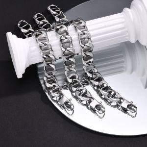 Kemstone สร้อยข้อมือโซ่โค้งขัดเงาสแตนเลสผู้ชายของขวัญเครื่องประดับสไตล์เรียบง่าย
