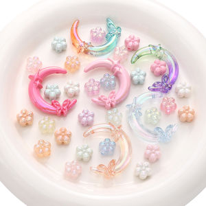 ลูกปัดอะคริลิคเคลือบสีความฝันจับคู่สีน่ารักเครื่องประดับ DIY สร้อยข้อมือสร้อยคออัญมณีแฮนด์เมด