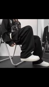 Retro vintage pants for men spring elastic waisted workwear sweatpants for teenagers wide leg pants loose casual pants