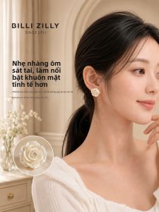 BILLI ZILLY | Bông Tai Cao Cấp Độc Đáo Hoa Trà Trắng