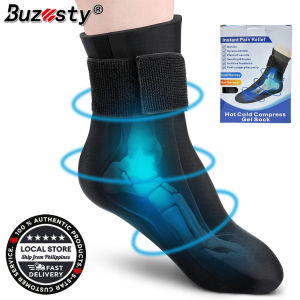 Buzesty Reusable Gel Ice Pack Sleeve Support Wrap for Ankle Foot Arch Swelling and Injuries RecoveryIce Cold Compression Sock With Fixed Straps for Foot Heel WrapTendonitisPlantar FasciitisSwellingSprained
