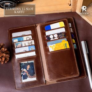 Dompet Kulit Lipat Panjang Pria 15 Slot Card Kulit Apollo Long Wallet