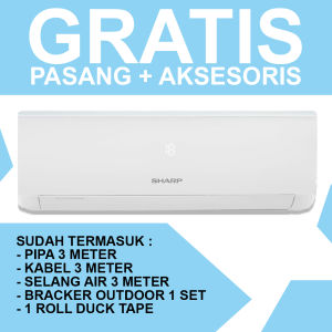 AC Sharp 1/2 PK A5ZCY LOW WATT FREE PASANG + AKSESORIS