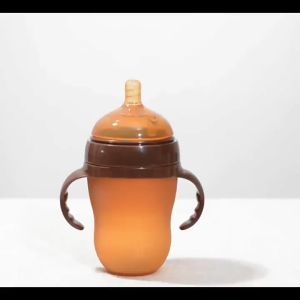 Anti-flatulence silicone bottle with handle nipple imitation breastmilk baby wide-bore bottle