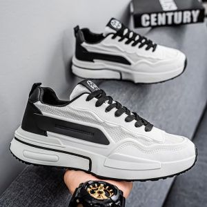 Spring 2025 Mens Casual Breathable Sports Shoes Anti-slip Soft Bottom Dad Trendy White Shoes Outdoor Leisure Stitching Elements Low Top Canvas Shoes