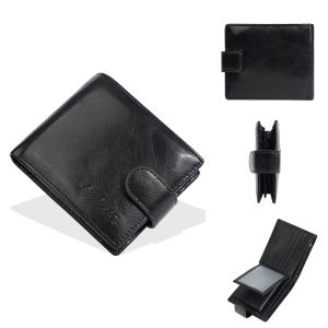 Baellerry Mens Genuine Leather Wallet with Zipper Multi-Function Short Wallet Multi-Slot Coin ID Credit Card Holder