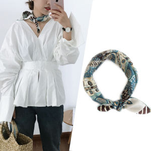 Elegant Silk Scarf: Asymmetric Design Peacock Green Twill Small Square Fashionable All Seasons