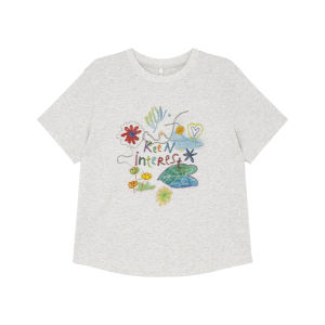 Funny Doodle Print Regular Shoulder Slimming T-Shirt