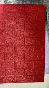 RW Wallpaper Foam Merah 3D Bata Warna Merah Premium Wall Paper Sticker Tebal 3MM