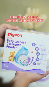 Pigeon Official - Baby Laundry Detergent (Powder) 1kg – Kills 99.9% Bacteria Anti-Bacterial & Low-Foam Formula for Sensitive Newborn Skin Non Irritating Paraben Free Clear Tough Stains Japan No. 1 Brand