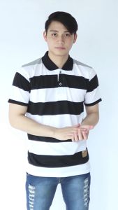 Kaospolos - Kaos kerah pria stripe salur engineering | kaos belang garis lengan pendek 7887