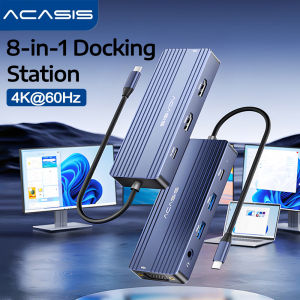 Acasis | Acasis USB-C 8-In-1 Docking Station 5Gbps USB 3.0 4K 60Hz PD 100W Input 85W Output for Laptop Hub High-Speed Data Transfer