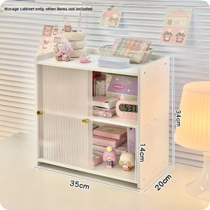 Desk Multi-layer Sliding Door Storage Cabinet