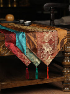 ธงโต๊ะอาหารสไตล์อินโดจีน ผ้าคลุมโต๊ะเครื่องแป้งแบบยาว ผ้าคลุมเตียงแบบกันน้ำ ลายดอกไม้ พิมพ์ลายธรรมชาติ วัสดุผ้าฝ้าย