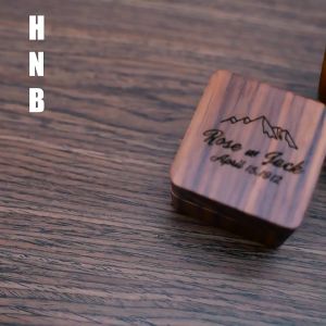 Kotak Tempat Cincin Kayu Velvet Jewelry Brown Rustic Wooden Ring Box