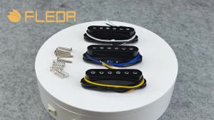 FLEOR | FLEOR Set of Flat Top Alnico 5 ST Guitar Pickups Set Single Coil Neck Middle Bridge Pickups Black Guitars