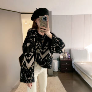 Retro Mink Velvet Loose Fit Overhead Sweater Autumn Winter New Arrival Womens Fashion Commute Style Straight Tube Long Sleeve