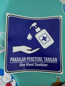 Stiker vinyl 15x15. 3M PAKAILAH HAND SANITIZER JAGALAH KESEHATAN SOCIAL DISTANCING SIGN RAMBU K3