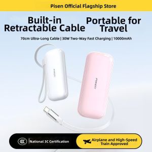 PISEN | 30W With Retractable Cable Fast Charging PD Plug Portable Charger 30W