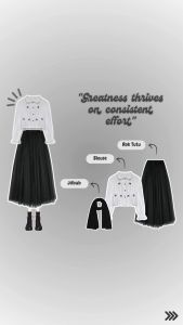 3in1 One Set Kekinian (Blouse Pita Crop Wanita + Rok Tutu Basic + Jilbab Segi Empat Jadul) - KA050