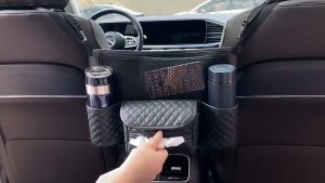 Car Handbag Holder Fur Multifunction Car Organizer Bag Seat Gap Storage Hangding Bag Tissue Box Auto Interior Accessories Leather Car Seat Storage Bag Handbag Holder Tissue Box Cup Holder Pocket Interior Car Organizer