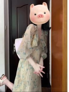 High-end Brand Discount Genuine Floral Chiffon Dress