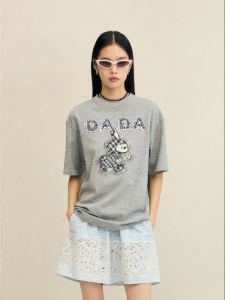 Dazzle | Áo Thun Cotton Rộng Thêu Hình Cartoon
