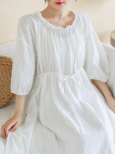 Summer New Arrival White Cotton Short Sleeve One Shoulder Elegant Long Dress plus Size A-Line Skirt Vintage Style round Neck