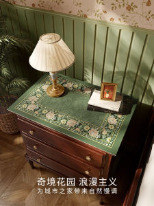 Dustproof Leather American Style Bedside Table Mat Waterproof Non-washable Easy Care Dustproof Tablecloth Cover for Home