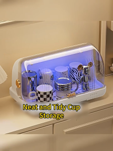 DULEPIG High Temp Resistant Baby Bottle Cabinet Odor Free UV Disinfection Dustproof Insect Proof Home Storage