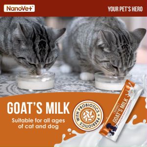 Nanovet® Pet Goats Milk with Probiotic and Prebiotic Sachet for Cat and Dog - 3gm