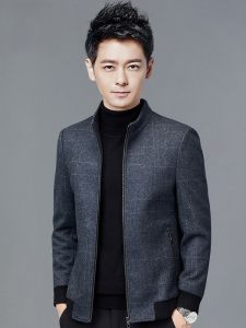 ROMON | Lormen Mens Woolen Jacket Coat Warmth Spring Autumn New Style Middle-Aged And Elderly Dad Clothes Fashion Urban Standard Fit