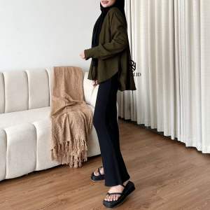 Atasan Kemeja Wanita Jiema Bahan Polo Linen Polos Basic