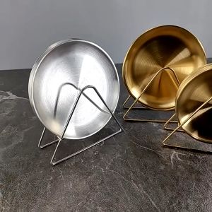 Stainless Steel Dessert Plate with Base for Dining Table