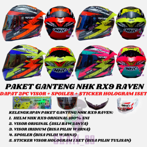 PAKET GANTENG HELM NHK RX9 RAVEN ALL WARNA DOUBLE VISOR FULL FACE ORIGINAL