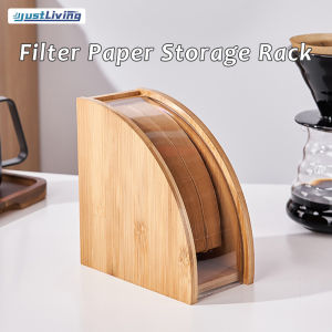 JustLiving ชั้นวางกระดาษกรองจากไม้ไผ่ที่ใส่ตัวกรองกาแฟกาแฟที่แขวนกระดาษกรองกาแฟกันฝุ่นขาตั้งชั้นวางของ Nampan Bambu ทรงกรวยพัดลมประจำบ้าน