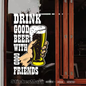 Creative Beer Theme Personalized Poster Sticker for Pub Bar Glass Door Window Display Wall Decor PVC Static Film Decoration