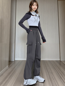 Celana Panjang BF Mint untuk Pria dan Wanita Celana Panjang Pinggang Tinggi Kaki Lebar Santai Lurus Longgar untuk Pria dan Wanita