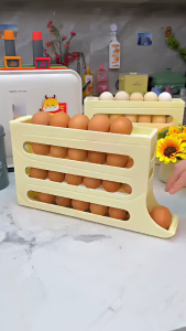 (BISA COD) PROMO  TEMPAT TELUR 4 TINGKAT BERGULIR OTOMATIS / KOTAK PENYIMPANAN TELUR 4 SUSUN