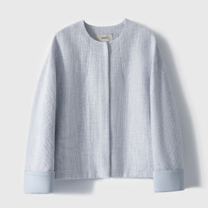 Xhange Ice Stream Sensation Romantic Soft Cotton Linen Sequin Thick Tweed round Neck Short Jacket Womens New 2025 Spring